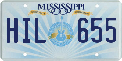MS license plate HIL655