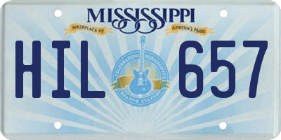 MS license plate HIL657