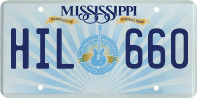 MS license plate HIL660