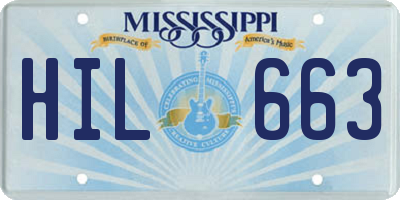 MS license plate HIL663