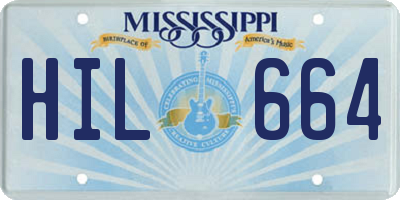 MS license plate HIL664