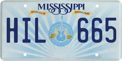 MS license plate HIL665