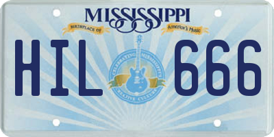 MS license plate HIL666