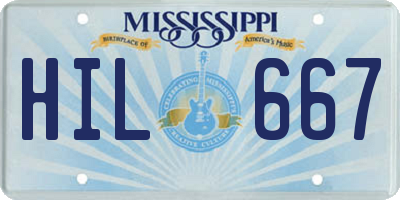 MS license plate HIL667
