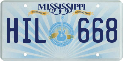 MS license plate HIL668