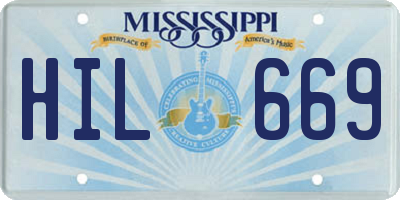 MS license plate HIL669