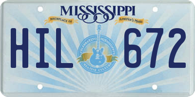 MS license plate HIL672