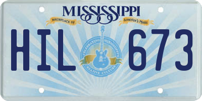 MS license plate HIL673