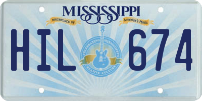 MS license plate HIL674