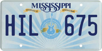 MS license plate HIL675
