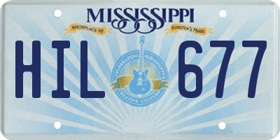 MS license plate HIL677
