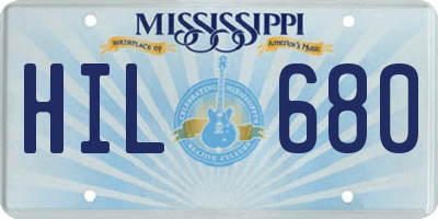 MS license plate HIL680
