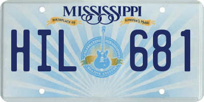 MS license plate HIL681