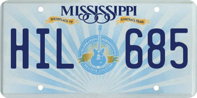 MS license plate HIL685