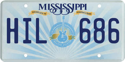MS license plate HIL686