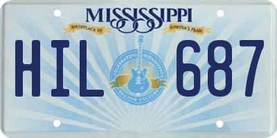 MS license plate HIL687