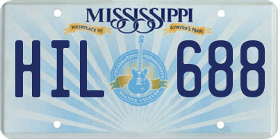 MS license plate HIL688