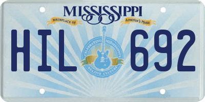 MS license plate HIL692
