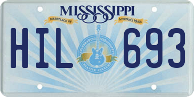 MS license plate HIL693