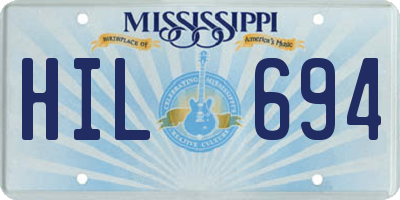 MS license plate HIL694