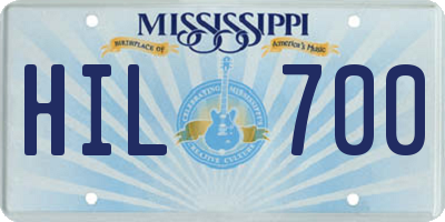 MS license plate HIL700
