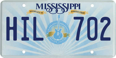MS license plate HIL702