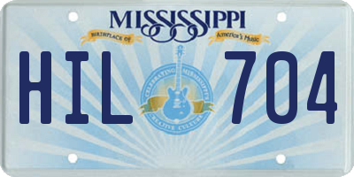 MS license plate HIL704