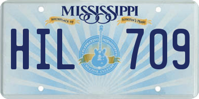 MS license plate HIL709