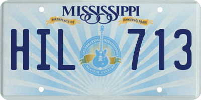 MS license plate HIL713