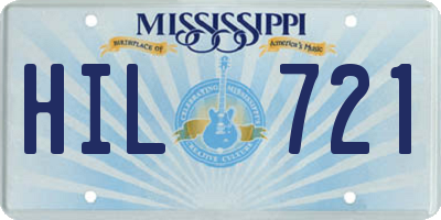 MS license plate HIL721