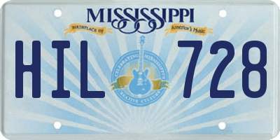 MS license plate HIL728