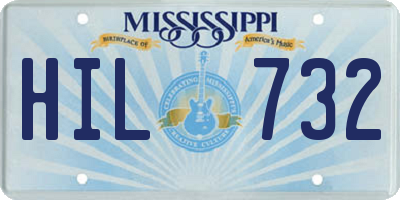 MS license plate HIL732