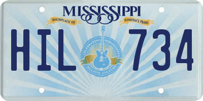 MS license plate HIL734