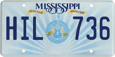 MS license plate HIL736