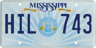 MS license plate HIL743