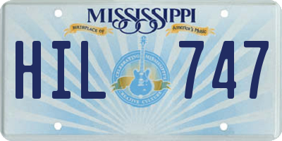 MS license plate HIL747