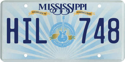 MS license plate HIL748
