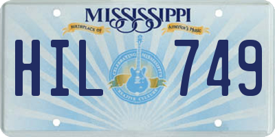 MS license plate HIL749