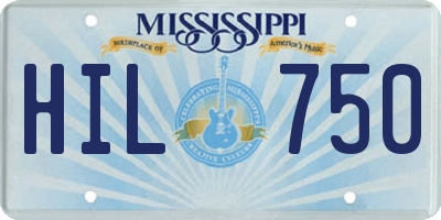 MS license plate HIL750