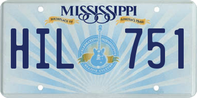MS license plate HIL751