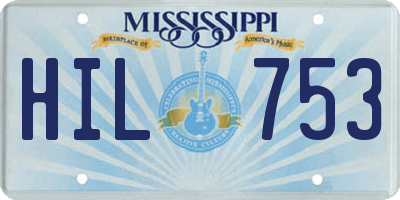 MS license plate HIL753