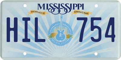 MS license plate HIL754