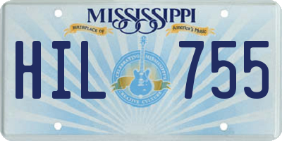 MS license plate HIL755