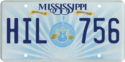 MS license plate HIL756