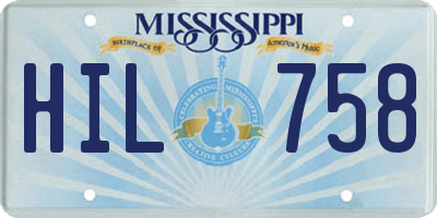 MS license plate HIL758