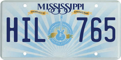 MS license plate HIL765
