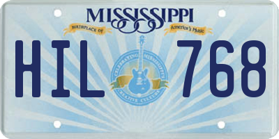 MS license plate HIL768