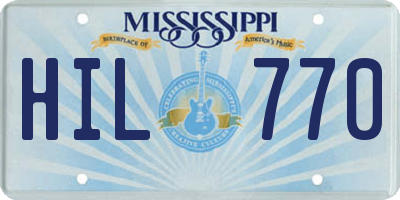 MS license plate HIL770