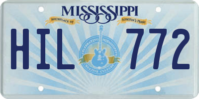 MS license plate HIL772