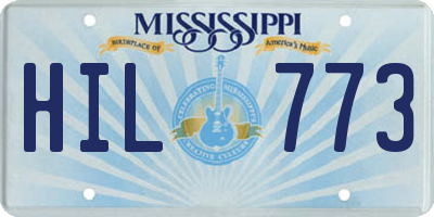 MS license plate HIL773